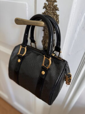 Torba skórzana emaliowana Christian Dior Boston Bag Black