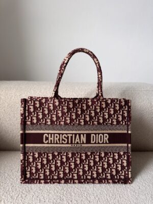 Dior Book Tote Bag Oblique Burgundy