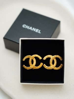 Klipsy Chanel CC szczotkowane lata 80-te