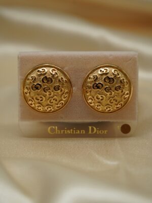 Klipsy Christian Dior monogram na oryginalnej blaszce