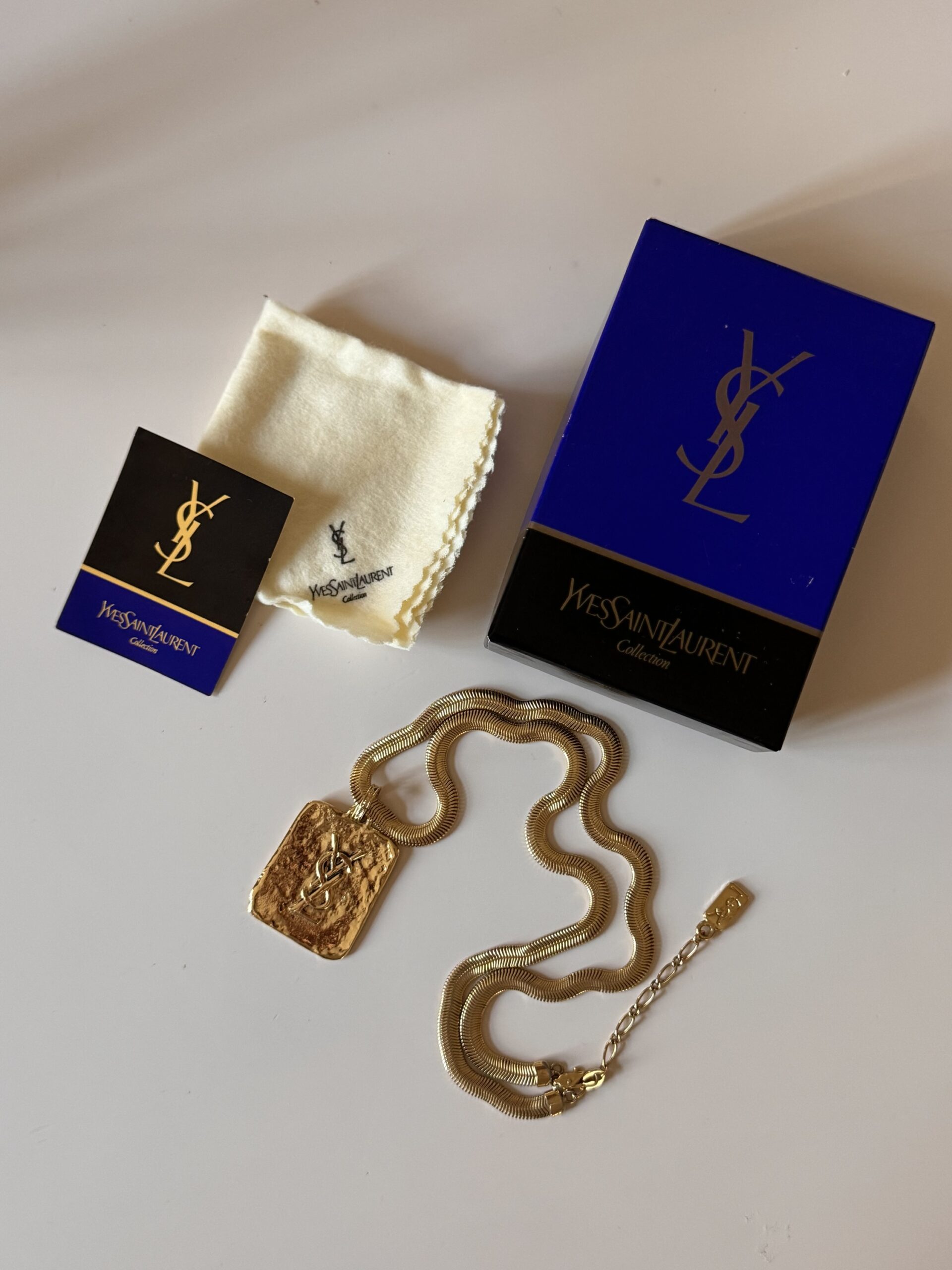 Spektakularny naszyjnik YSL Yves Saint Laurent 24k - pełen komplet - obrazek 2