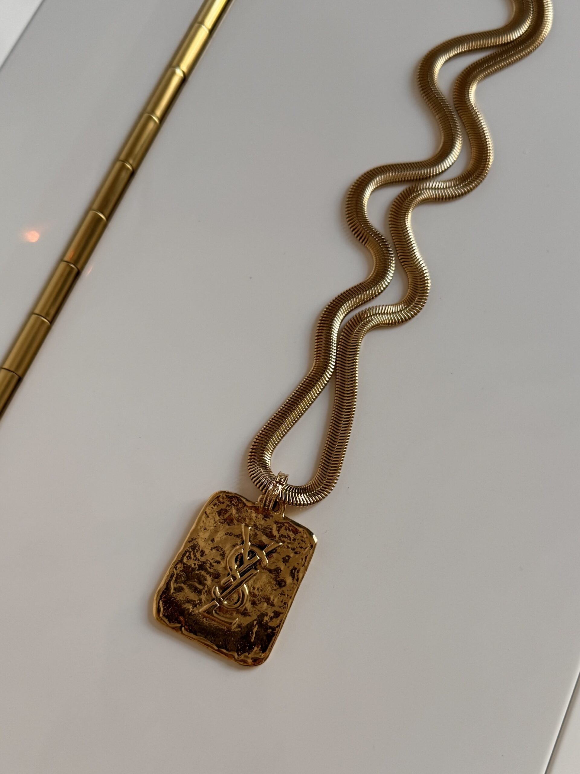 Spektakularny naszyjnik YSL Yves Saint Laurent 24k - pełen komplet - obrazek 6