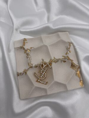 Broszka YSL Yves Saint Laurent wysadzana kryształkami