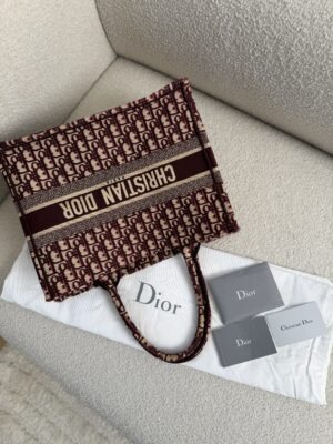 Dior Book Tote Bag Oblique Burgundy
