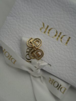Klipsy Christian Dior CD z kryształkami i oryginalną torbą prezentową