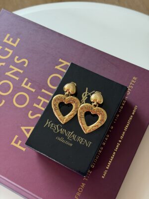 Pozłacane wiszące klipsy YSL Yves Saint Laurent
