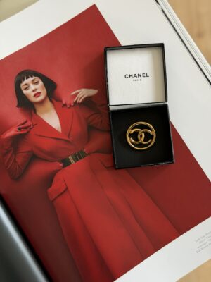 Broszka Chanel CC - złocona 24k złotem