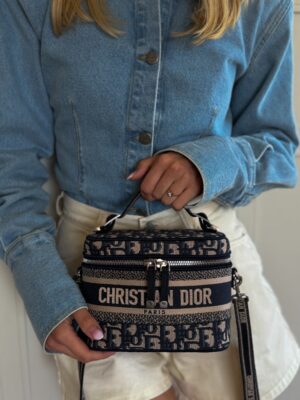 Diortravel Vanity Case Blue Oblique Jacquard