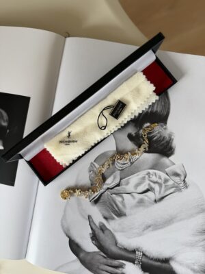 Bransoletka bikolor YSL Yves Saint Laurent wysadzana kryształkami