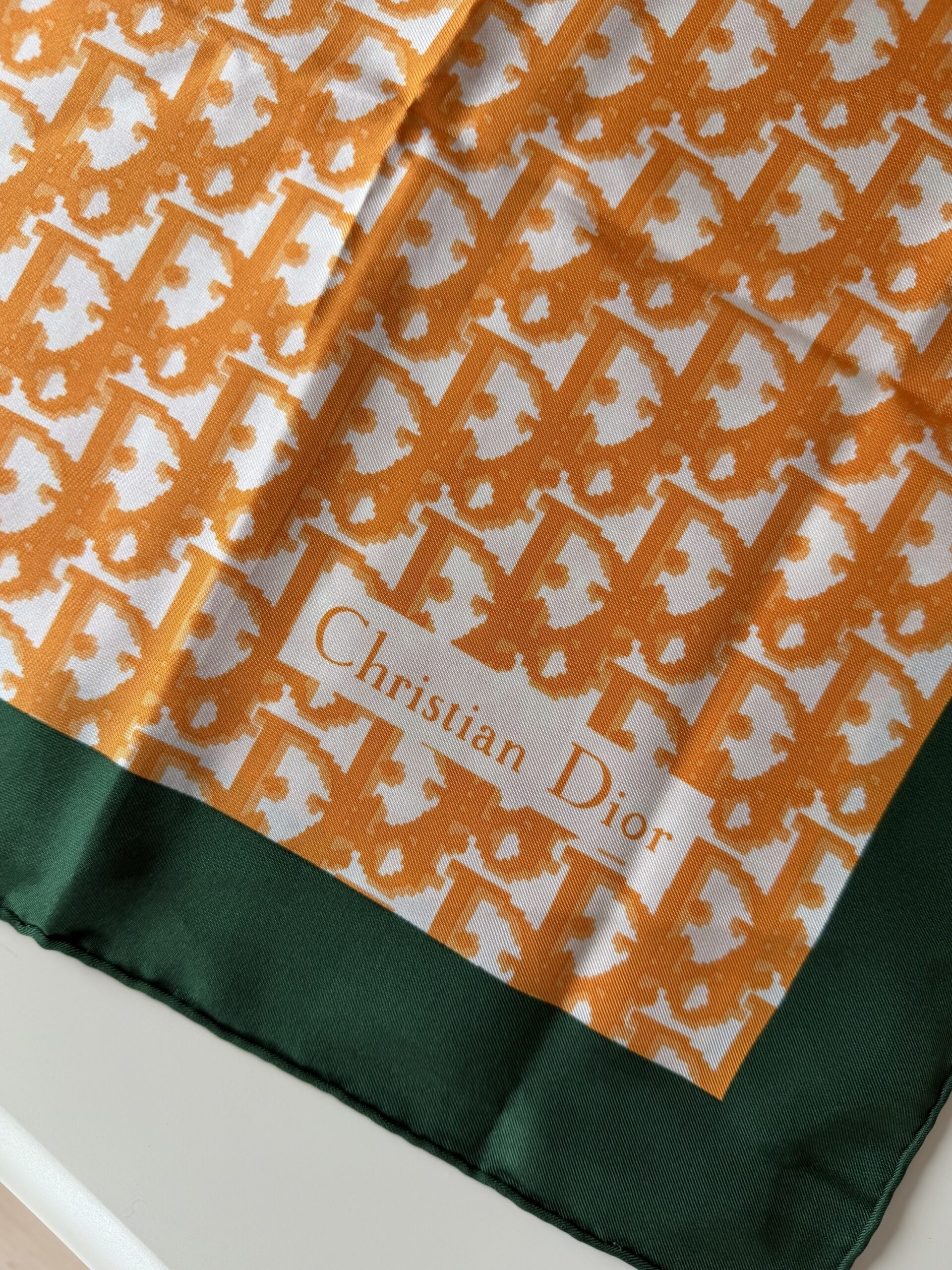 Jedwabna apaszka Christian Dior Trotter Monogram - pomarańcz - obrazek 2