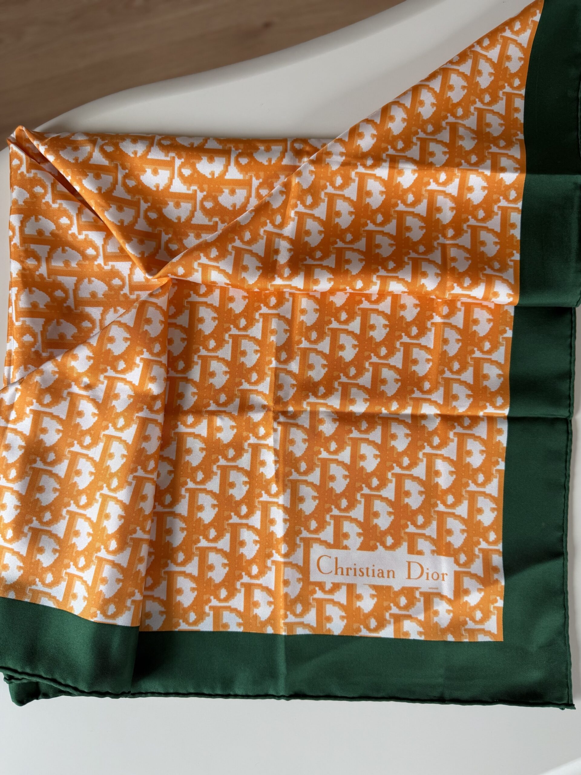 Jedwabna apaszka Christian Dior Trotter Monogram - pomarańcz - obrazek 8