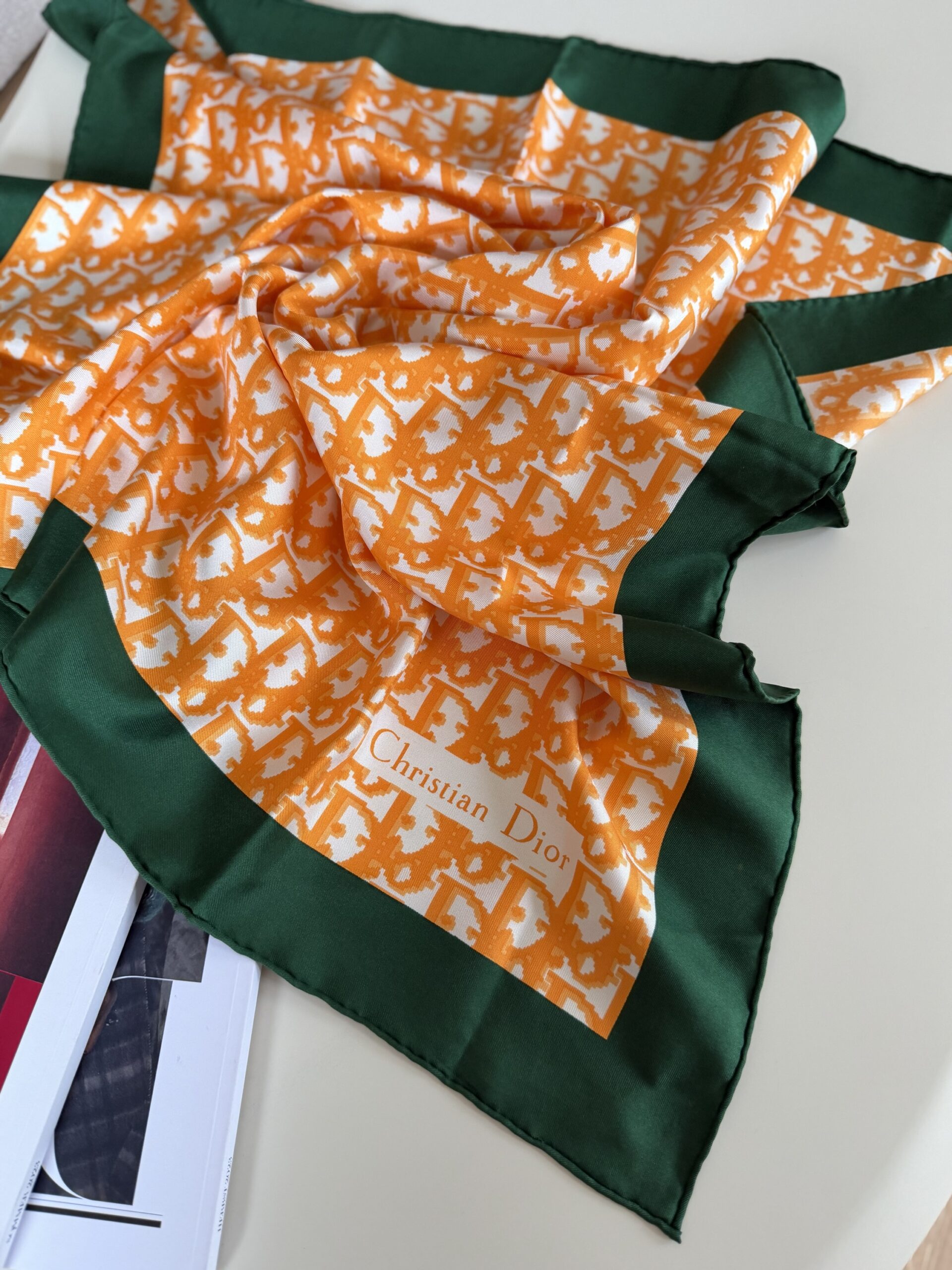 Jedwabna apaszka Christian Dior Trotter Monogram - pomarańcz - obrazek 10
