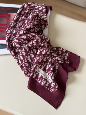 Jedwabna apaszka Christian Dior Trotter Monogram - burgund