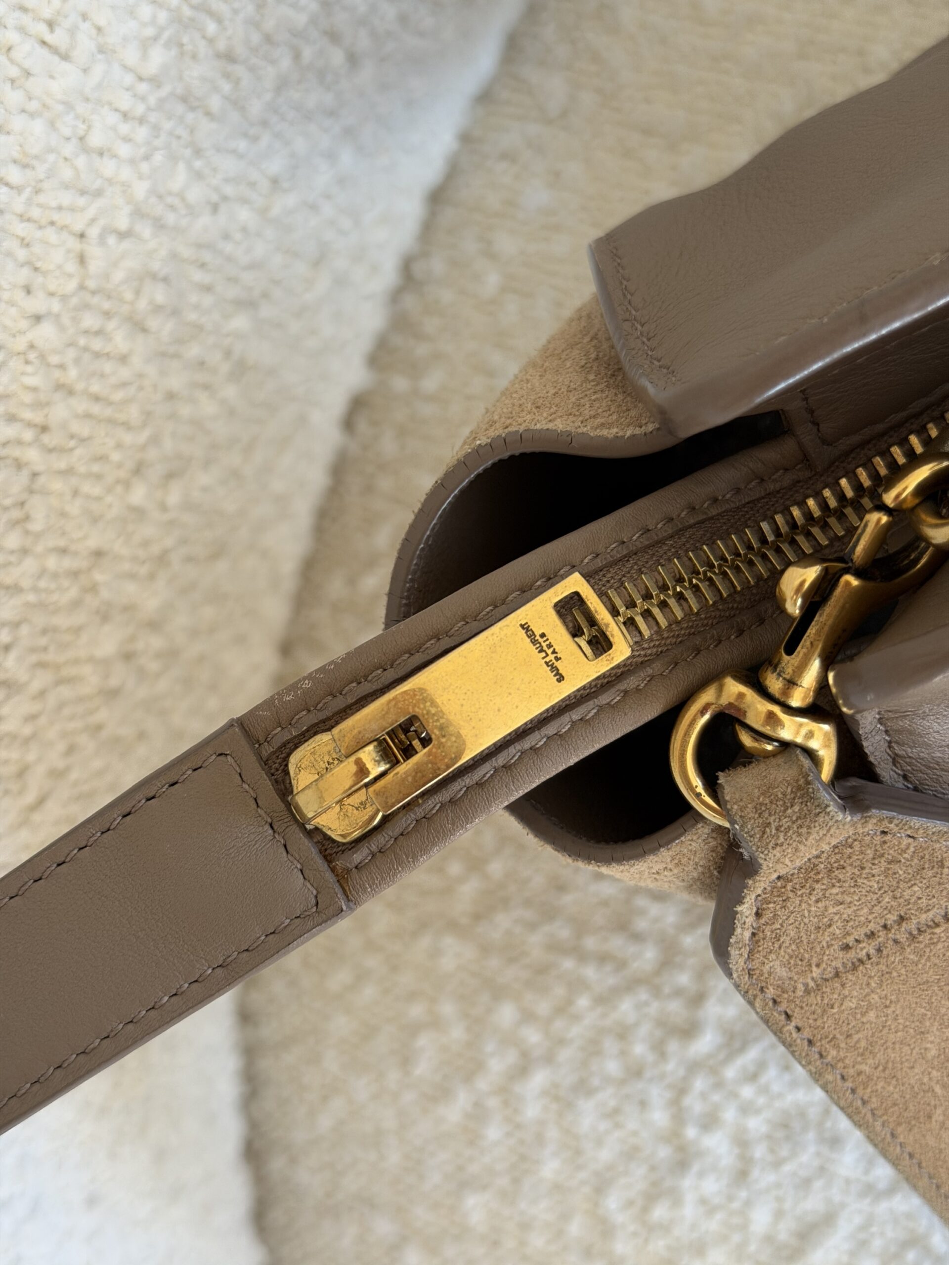 Saint Laurent Paris Cabas Bag Taupe - obrazek 25