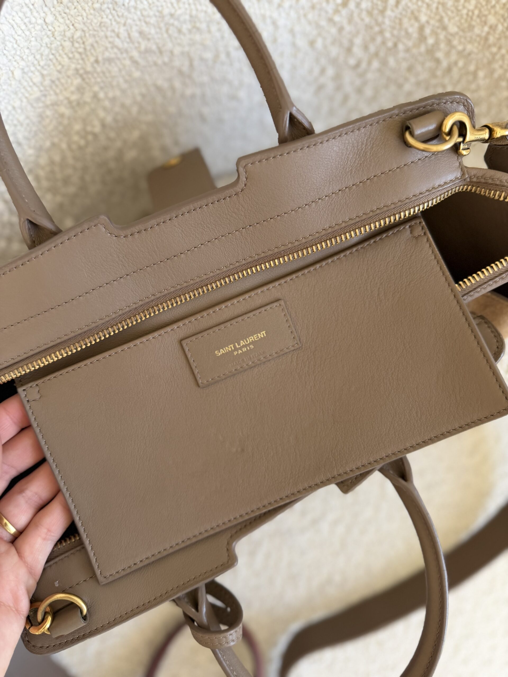 Saint Laurent Paris Cabas Bag Taupe - obrazek 40