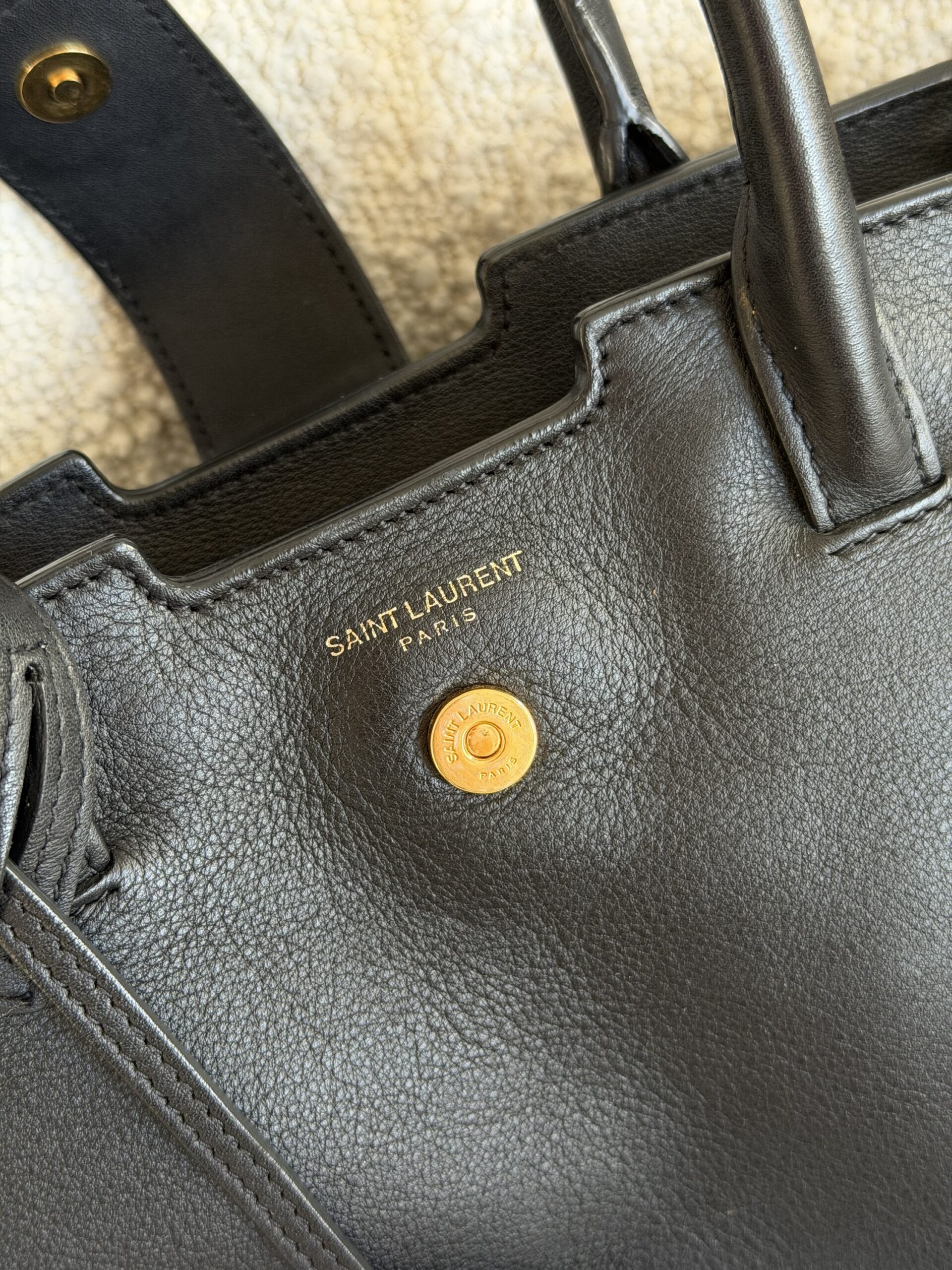 Saint Laurent Paris Cabas Bag Black - obrazek 38