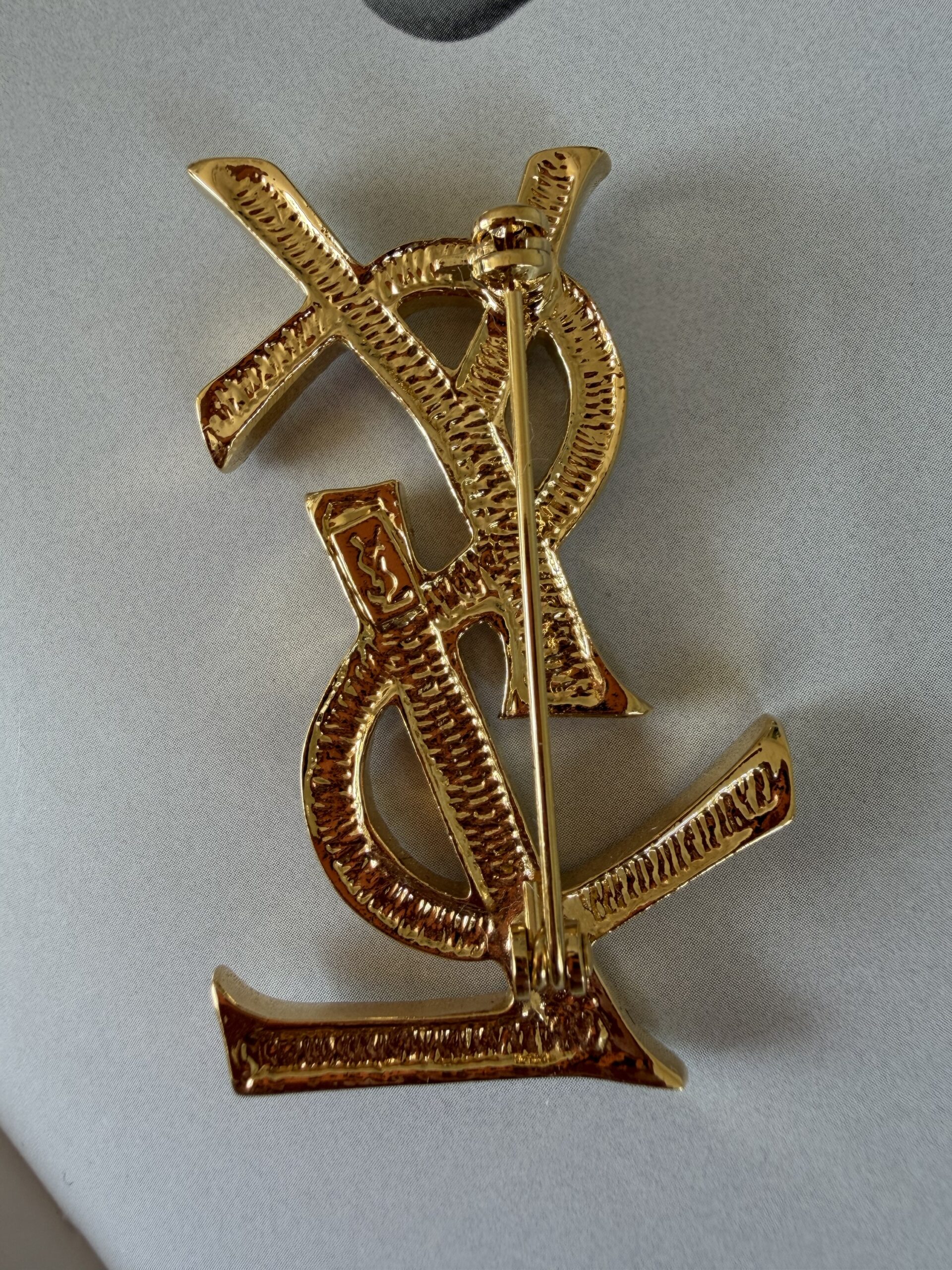 Broszka YSL Yves Saint Laurent wysadzana kryształkami - full set - obrazek 6