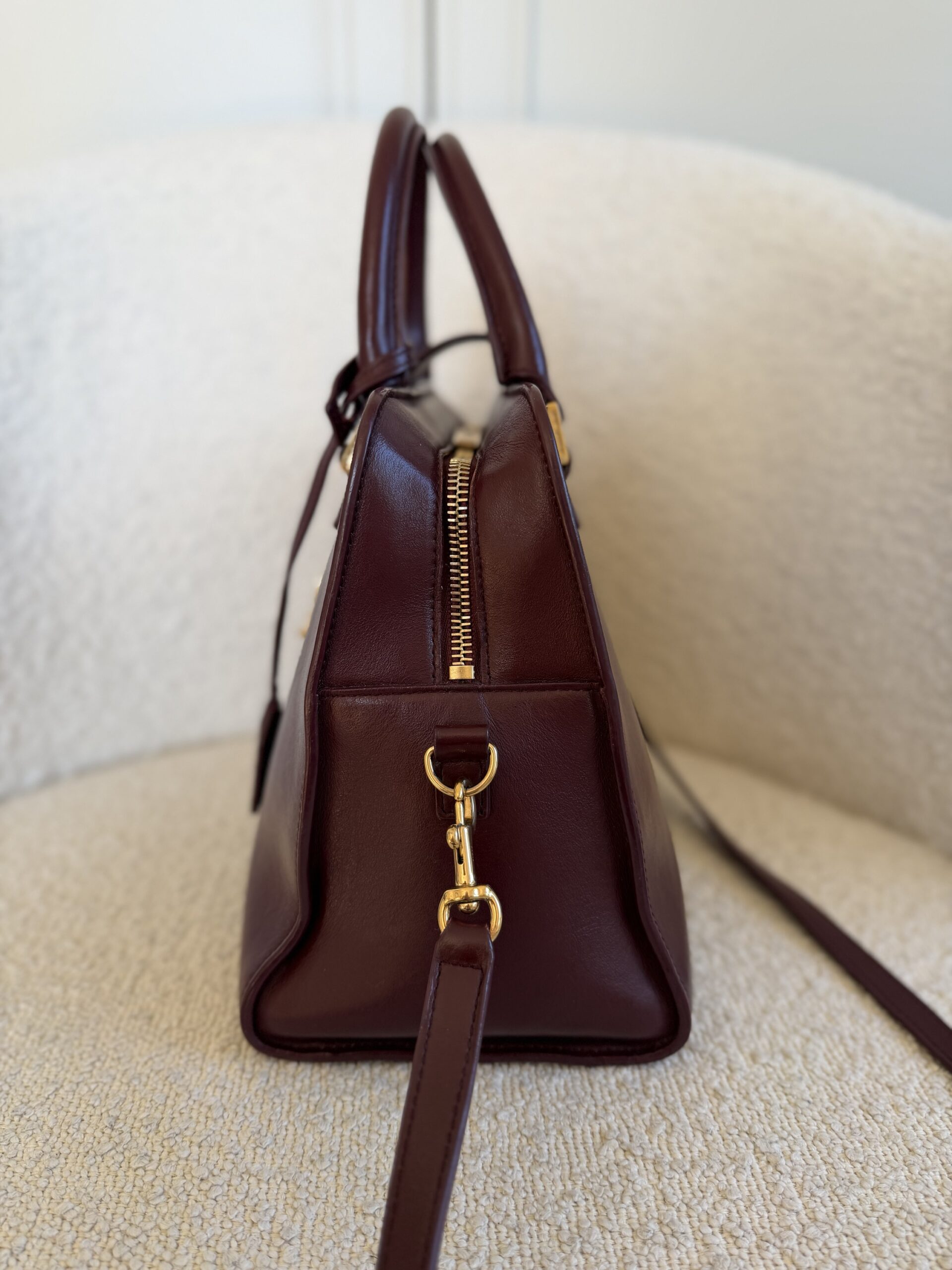 YSL Yves Saint Laurent Cabas Bag Burgundy - obrazek 12