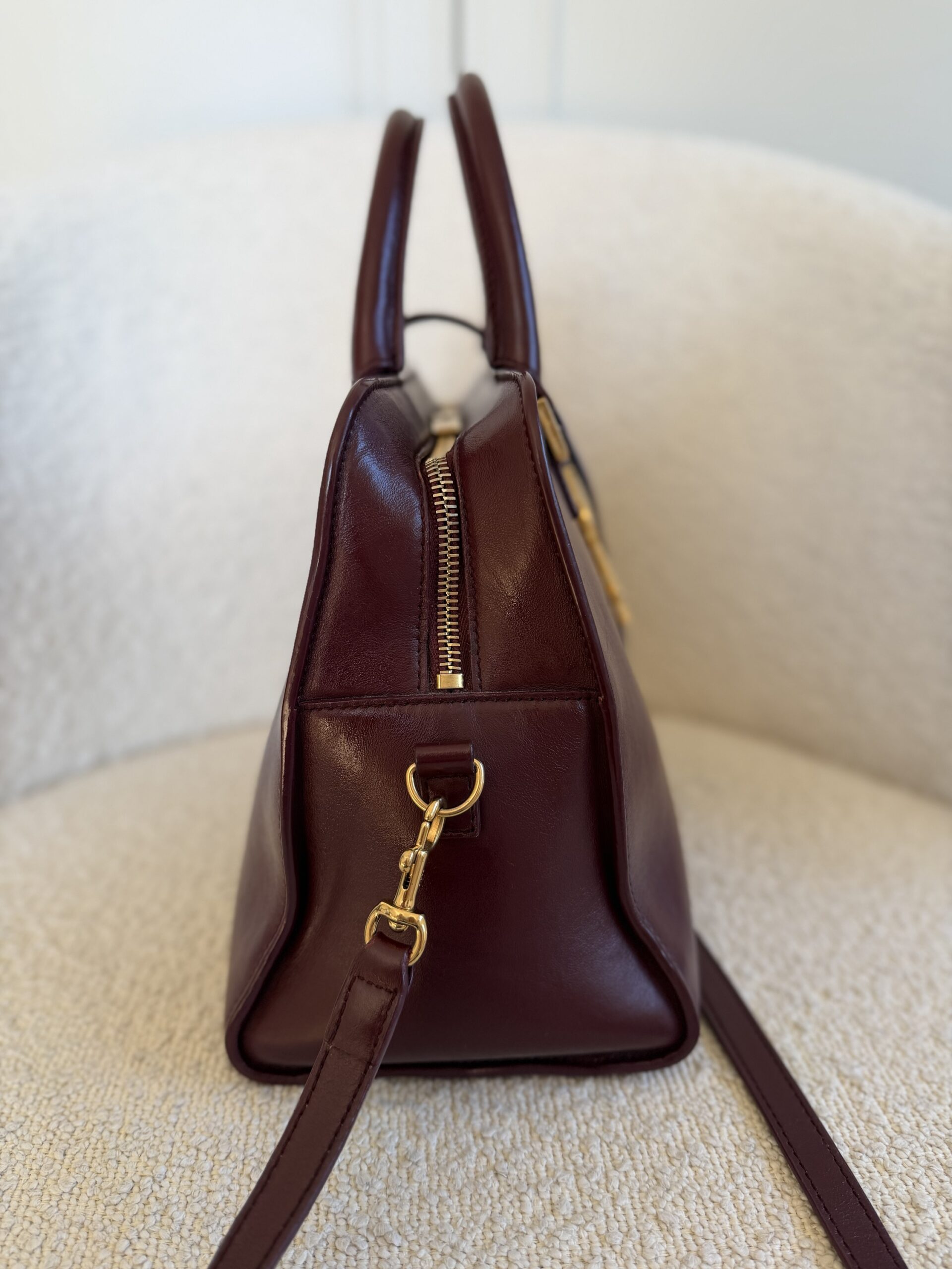 YSL Yves Saint Laurent Cabas Bag Burgundy - obrazek 13