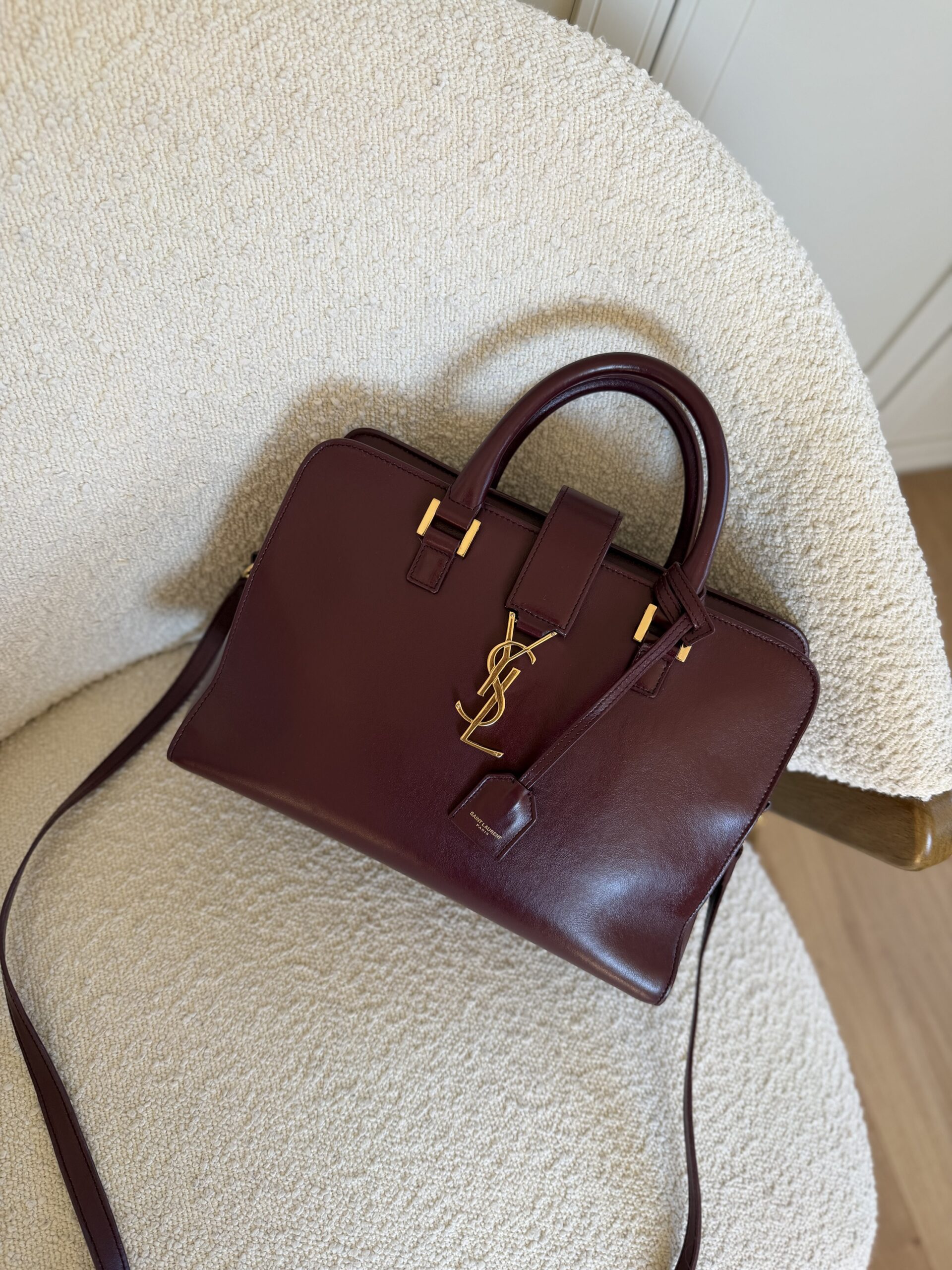 YSL Yves Saint Laurent Cabas Bag Burgundy - obrazek 14