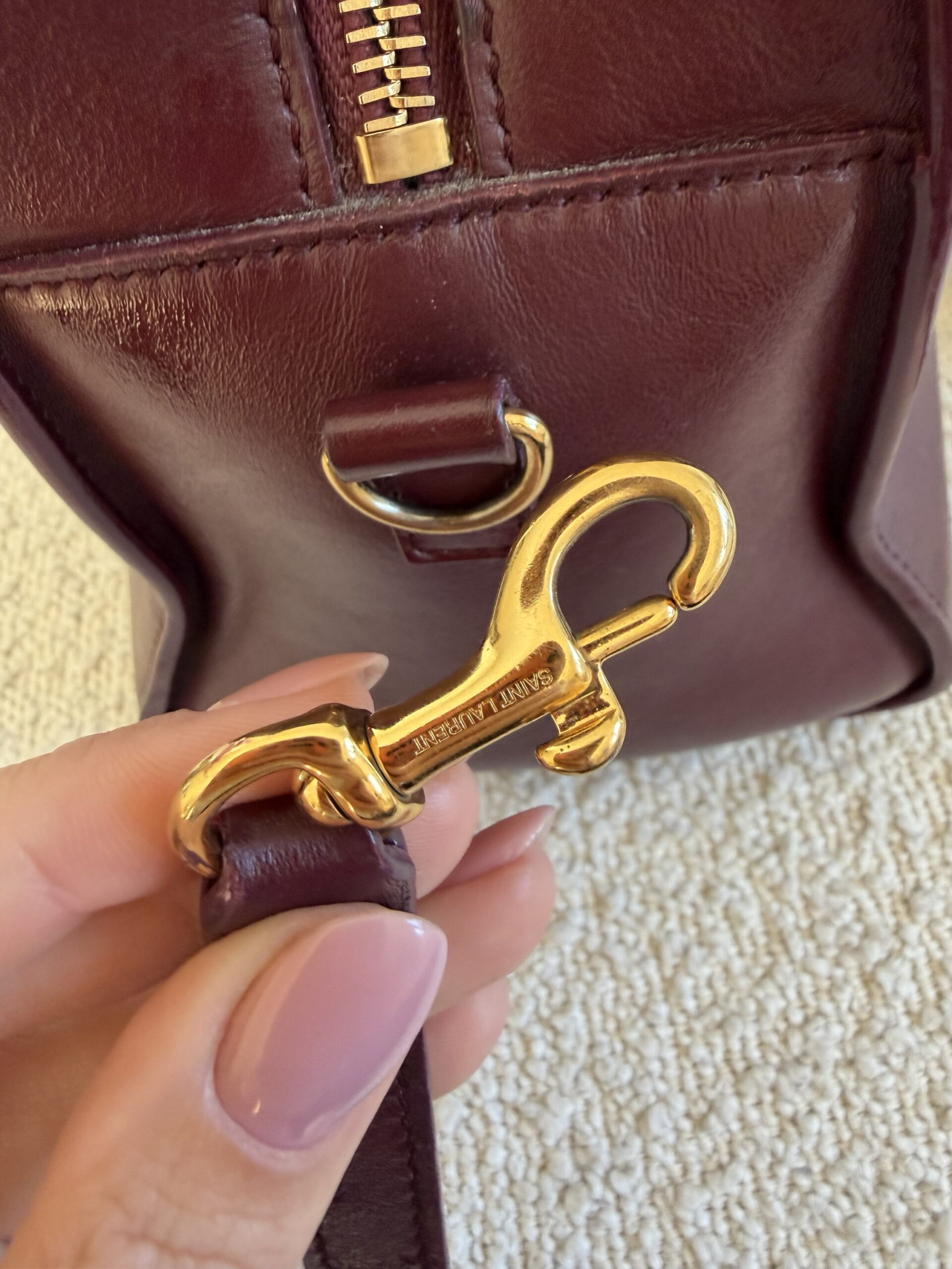 YSL Yves Saint Laurent Cabas Bag Burgundy - obrazek 21