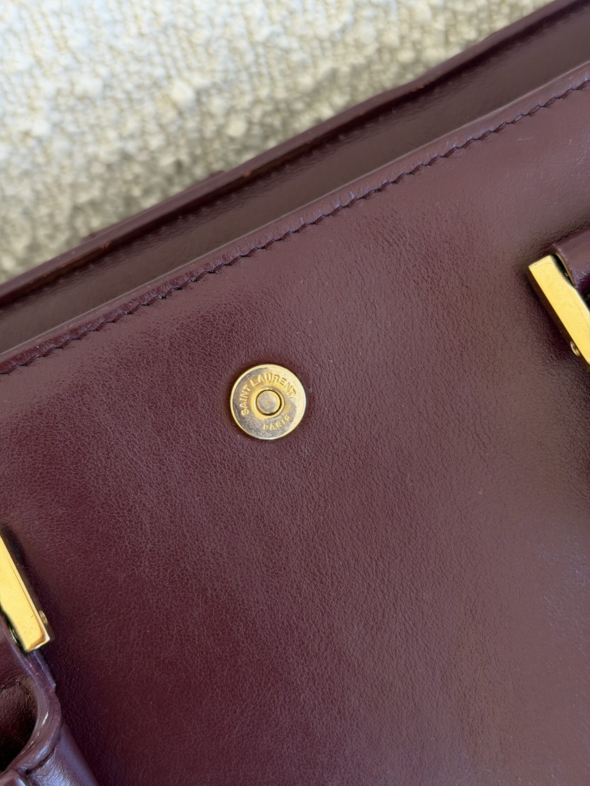 YSL Yves Saint Laurent Cabas Bag Burgundy - obrazek 24