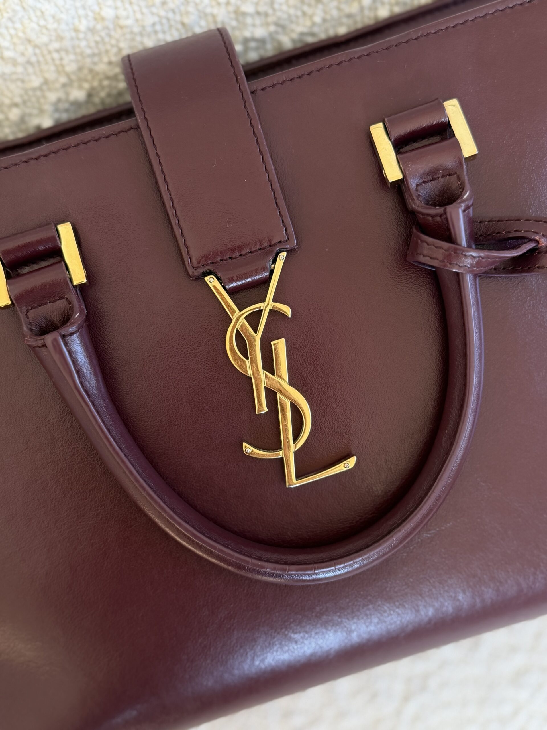 YSL Yves Saint Laurent Cabas Bag Burgundy - obrazek 25