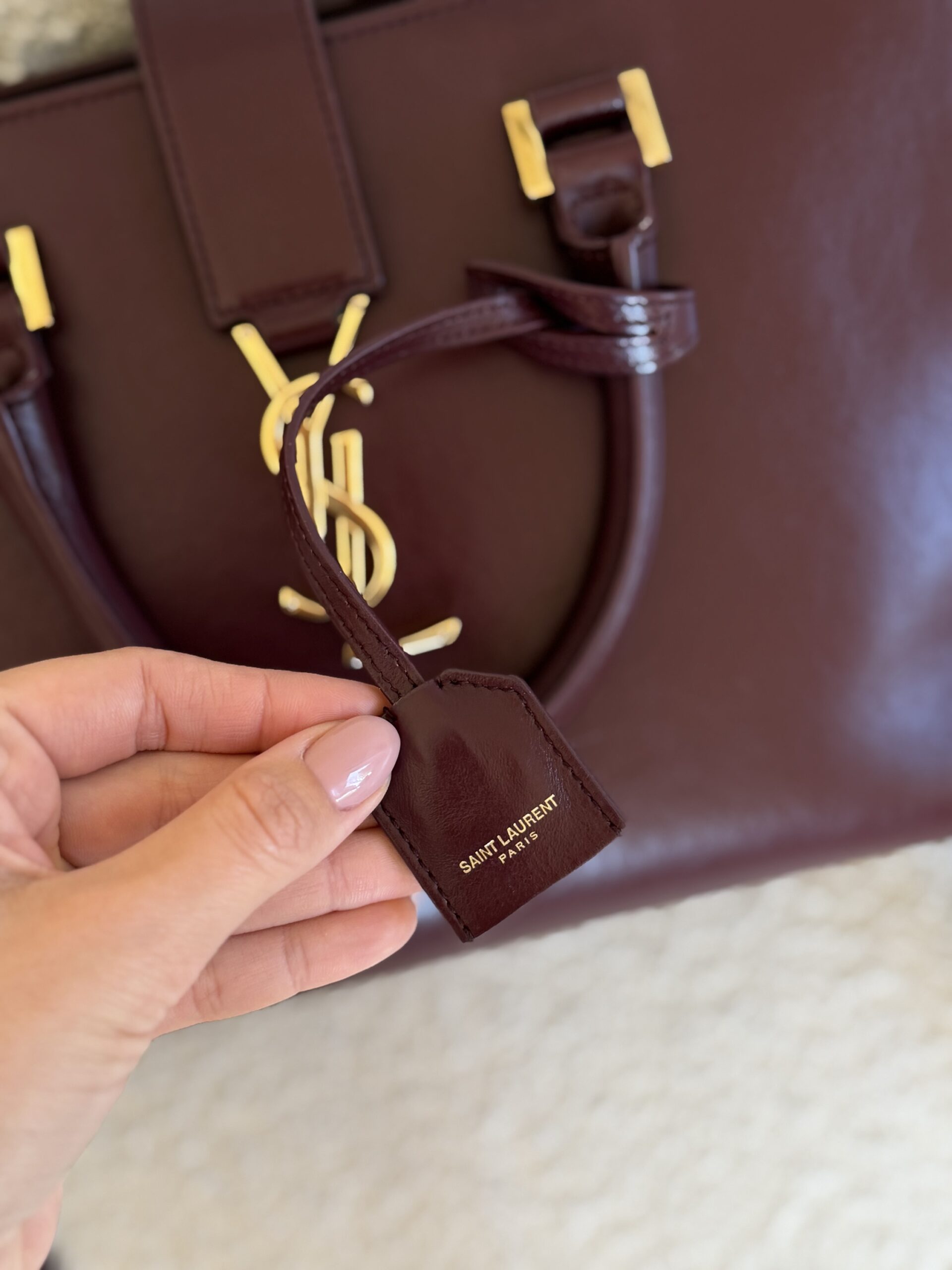 YSL Yves Saint Laurent Cabas Bag Burgundy - obrazek 26