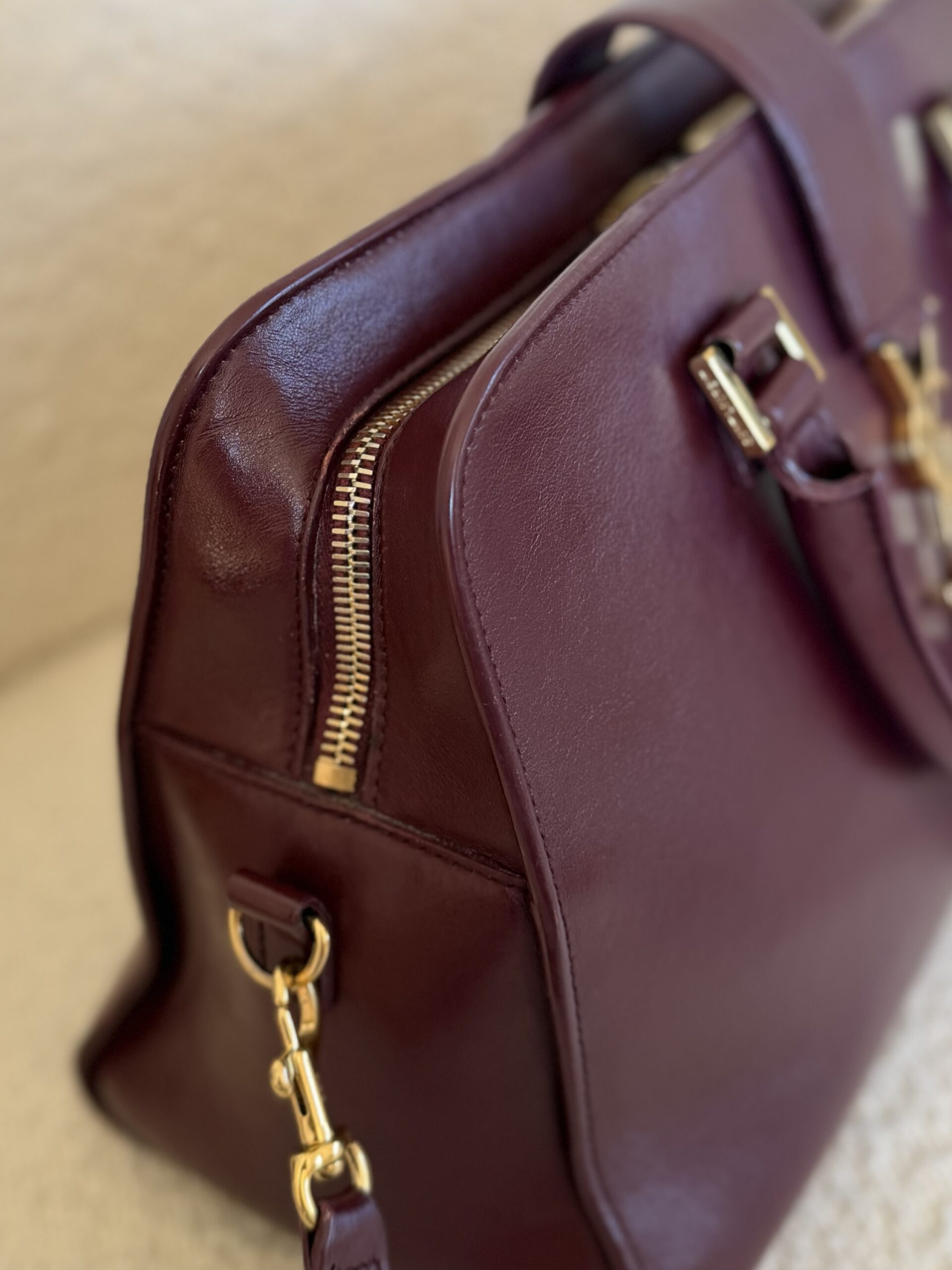 YSL Yves Saint Laurent Cabas Bag Burgundy - obrazek 28