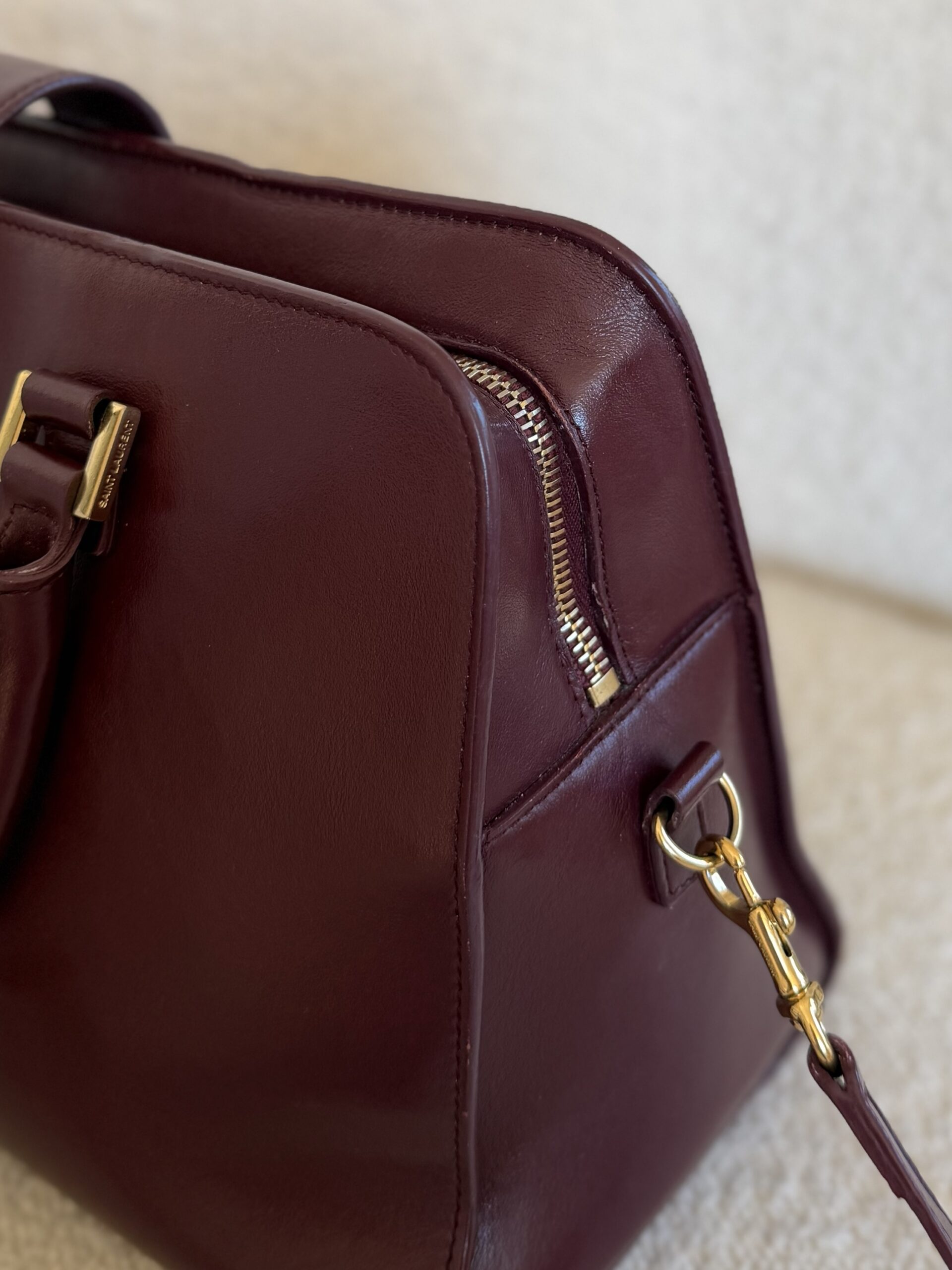 YSL Yves Saint Laurent Cabas Bag Burgundy - obrazek 29