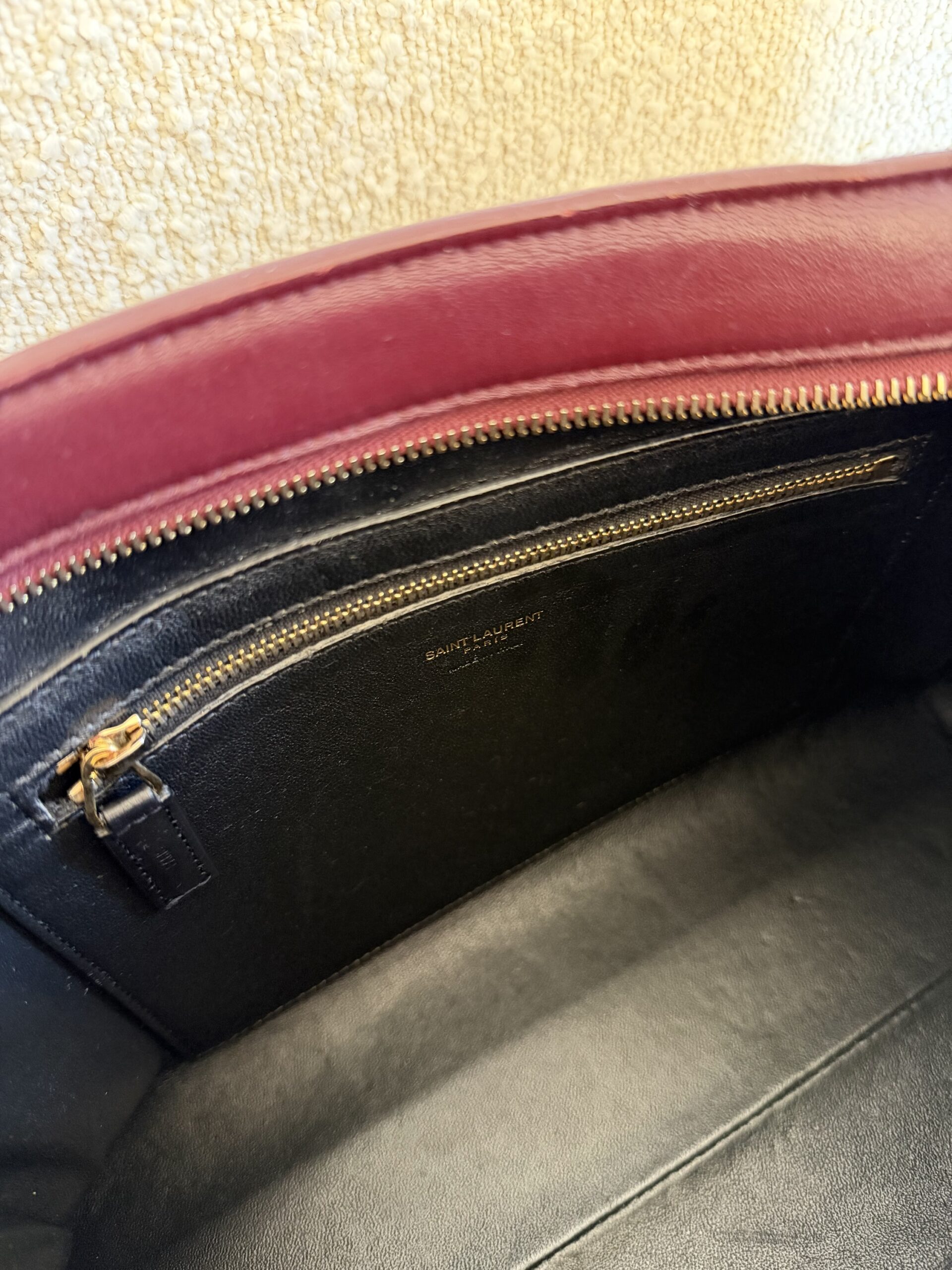 YSL Yves Saint Laurent Cabas Bag Burgundy - obrazek 31