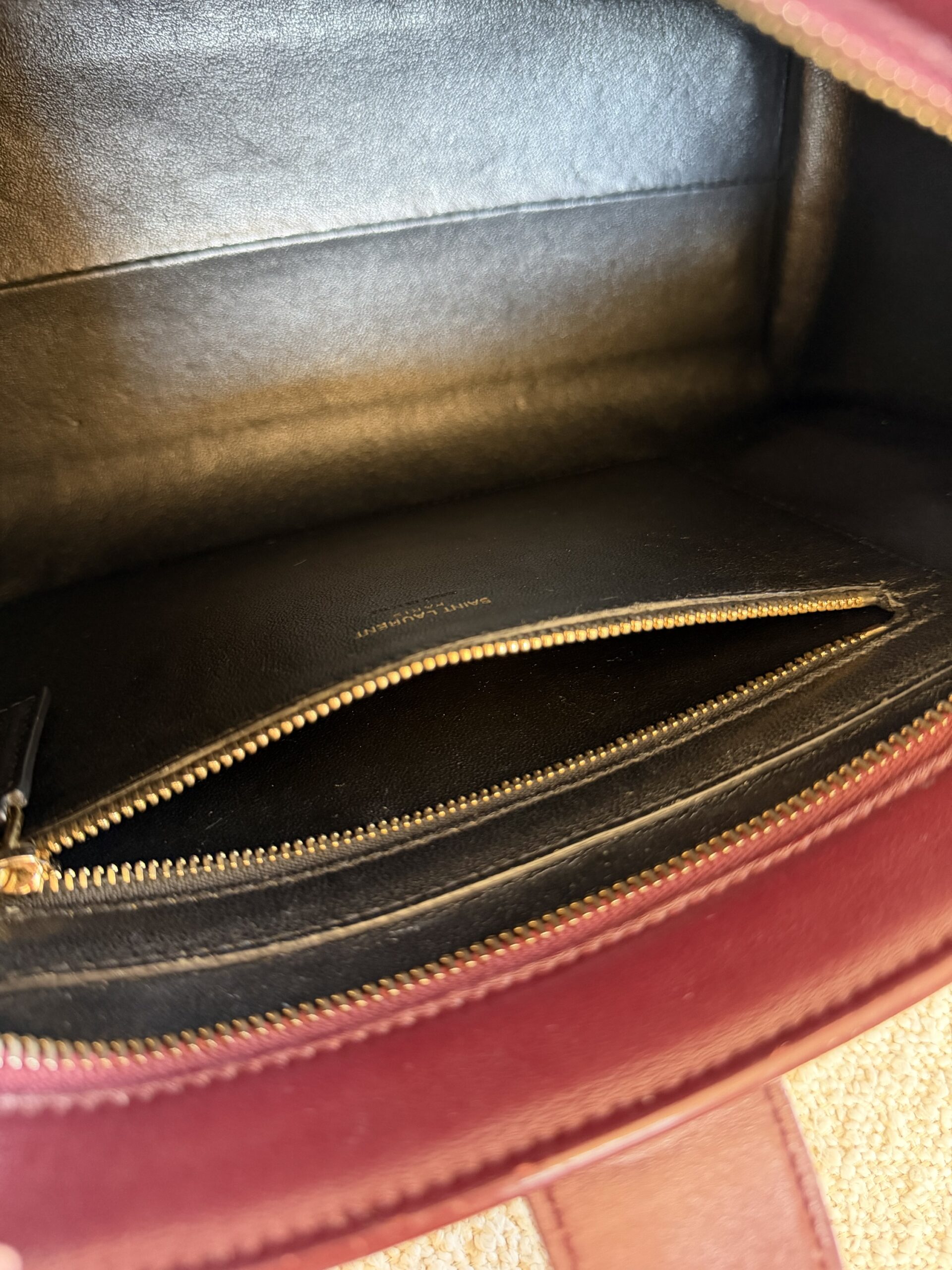 YSL Yves Saint Laurent Cabas Bag Burgundy - obrazek 37