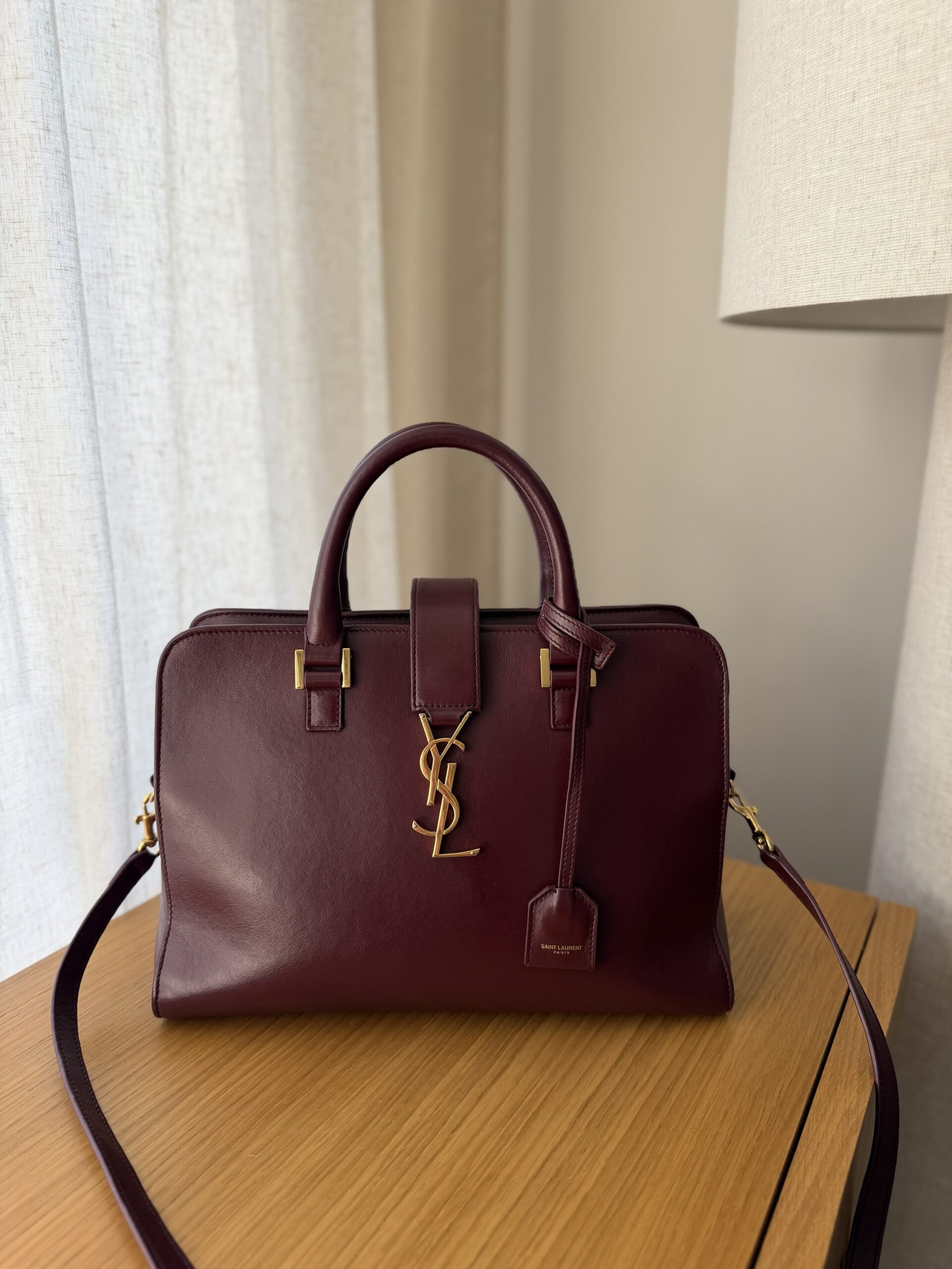 YSL Yves Saint Laurent Cabas Bag Burgundy - obrazek 2