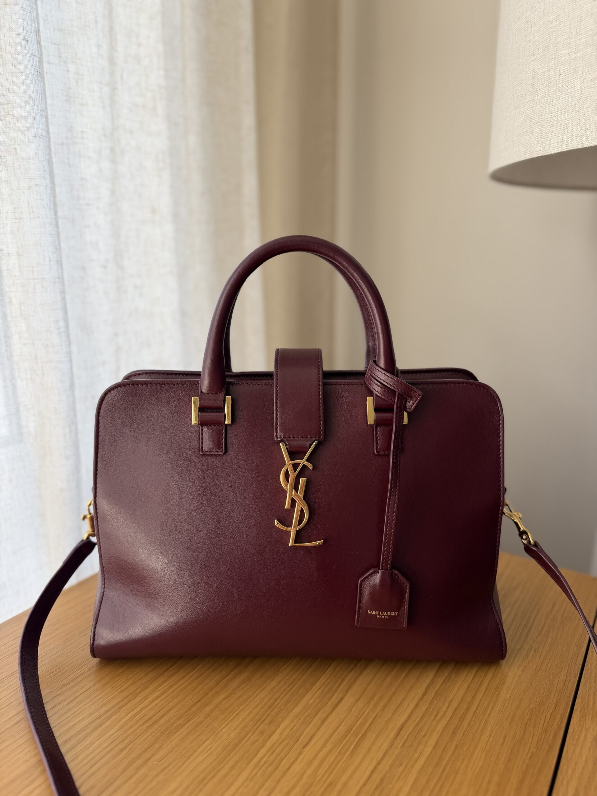 YSL Yves Saint Laurent Cabas Bag Burgundy - obrazek 9