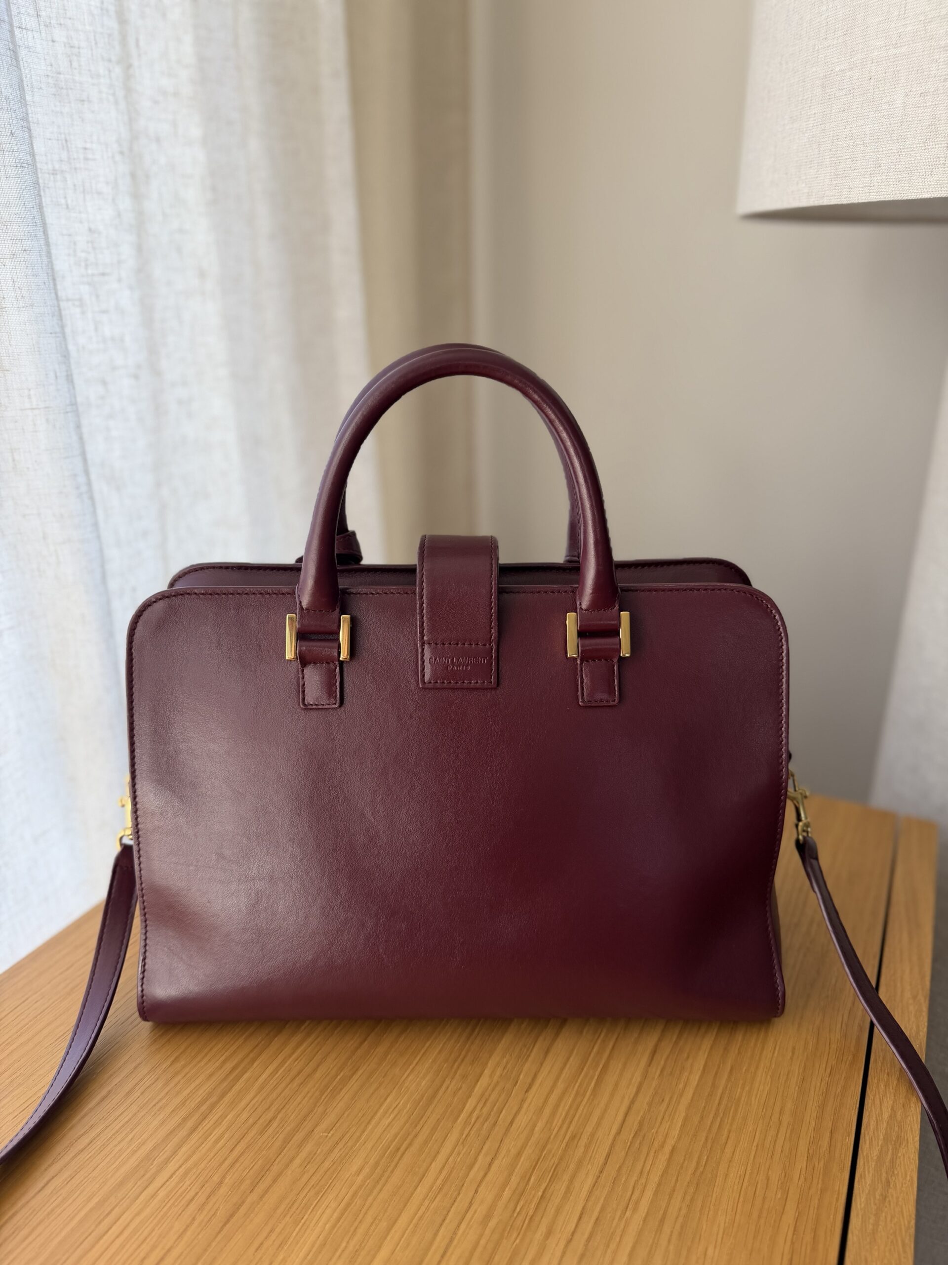YSL Yves Saint Laurent Cabas Bag Burgundy - obrazek 10