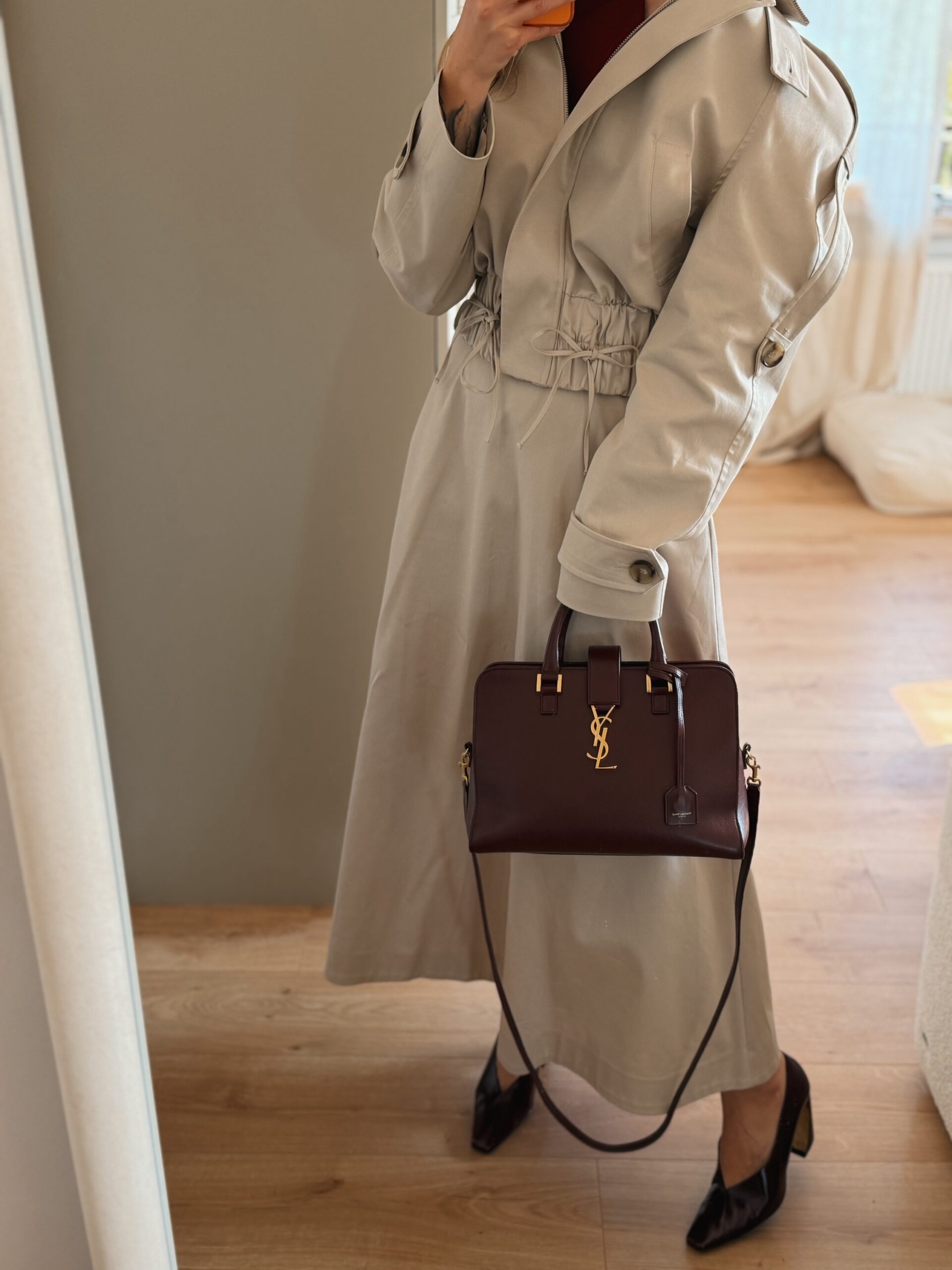 YSL Yves Saint Laurent Cabas Bag Burgundy - obrazek 6