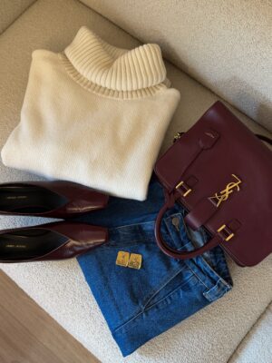 YSL Yves Saint Laurent Cabas Bag Burgundy